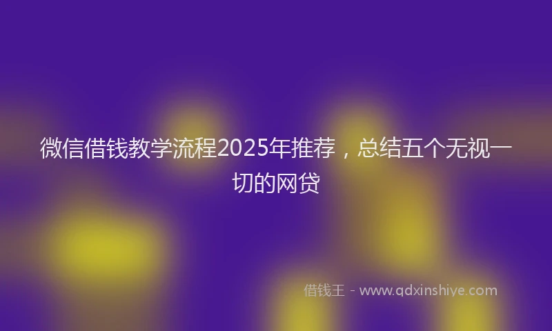 微信借钱教学流程2025年推荐，总结五个无视一切的网贷