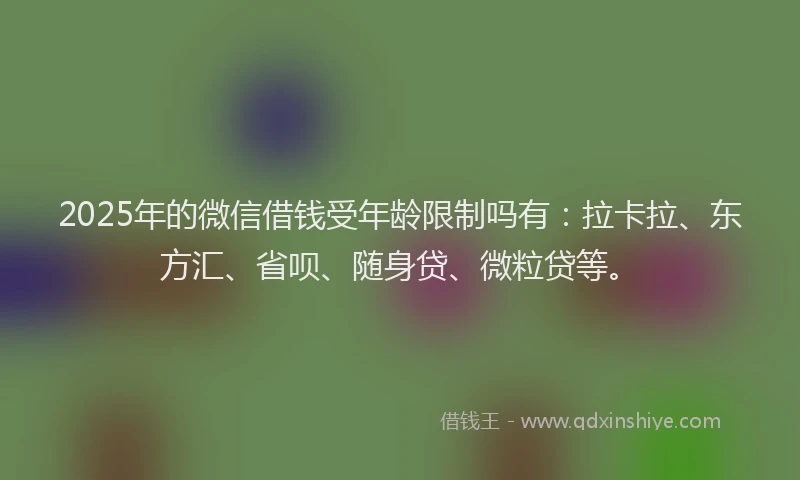 2025年的微信借钱受年龄限制吗有：拉卡拉、东方汇、省呗、随身贷、微粒贷等。