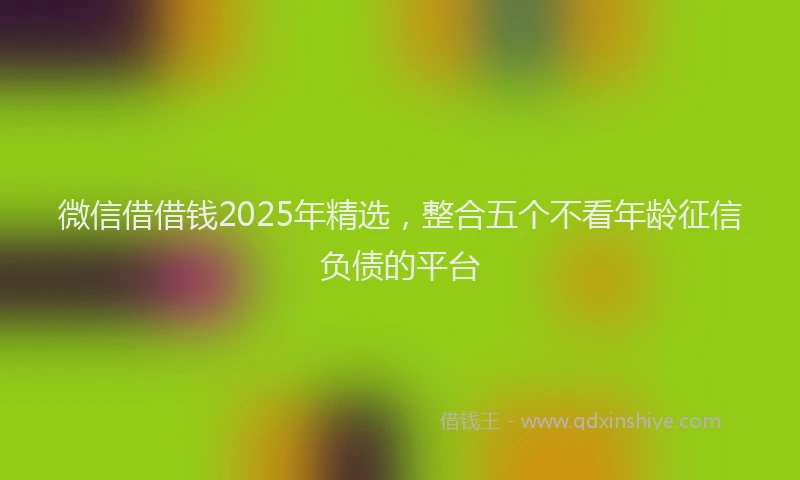 微信借借钱2025年精选，整合五个不看年龄征信负债的平台