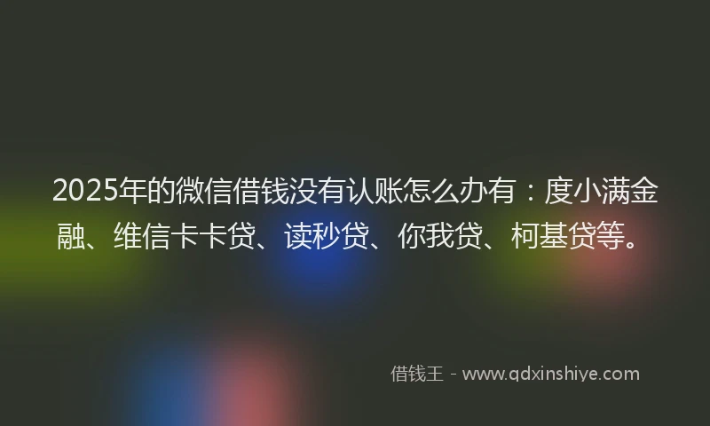 2025年的微信借钱没有认账怎么办有：度小满金融、维信卡卡贷、读秒贷、你我贷、柯基贷等。