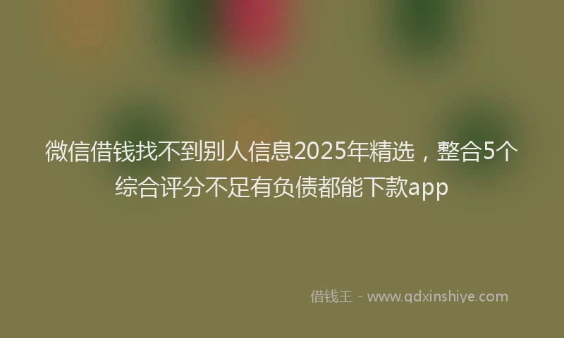微信借钱找不到别人信息2025年精选，整合5个综合评分不足有负债都能下款app