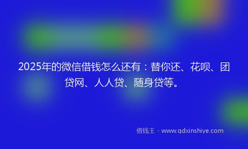 2025年的微信借钱怎么还有：替你还、花呗、团贷网、人人贷、随身贷等。