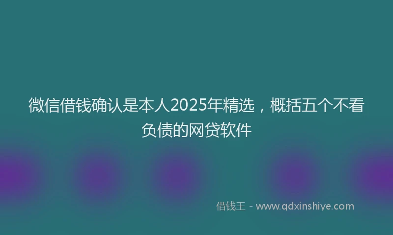 微信借钱确认是本人2025年精选，概括五个不看负债的网贷软件