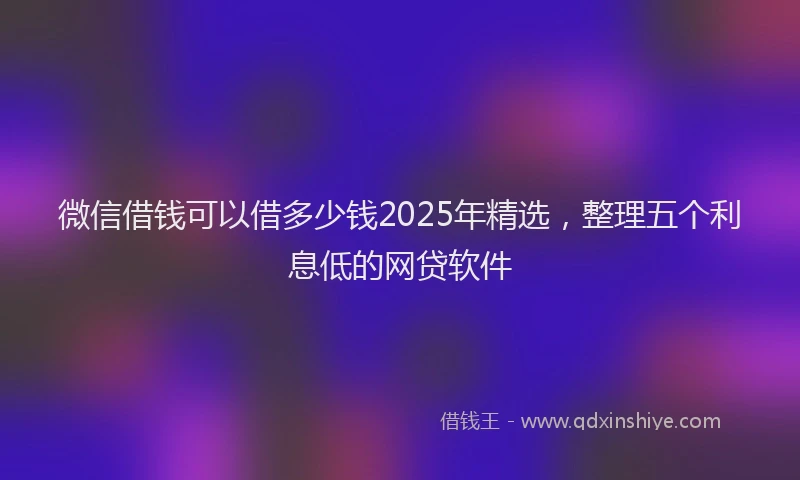 微信借钱可以借多少钱2025年精选，整理五个利息低的网贷软件