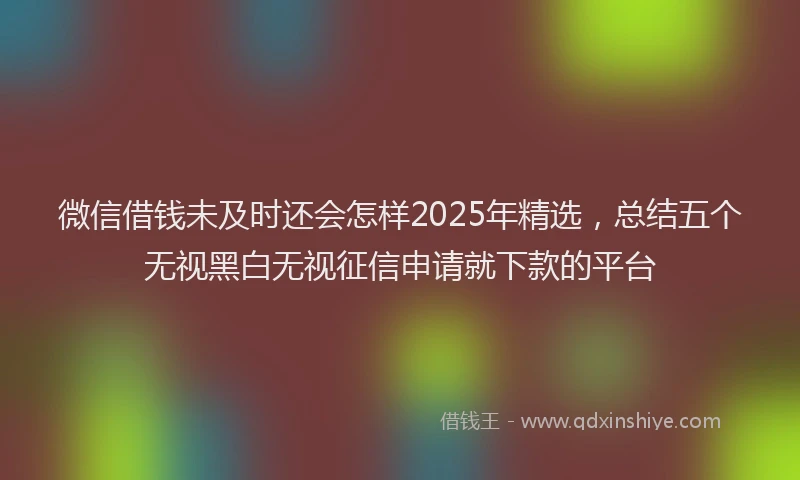 微信借钱未及时还会怎样2025年精选，总结五个无视黑白无视征信申请就下款的平台