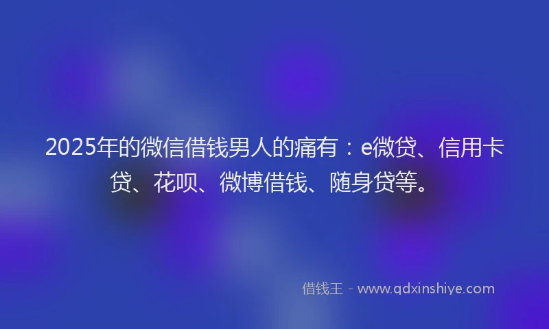 2025年的微信借钱男人的痛有：e微贷、信用卡贷、花呗、微博借钱、随身贷等。