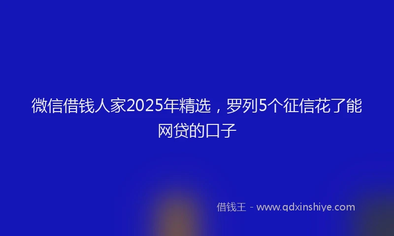 微信借钱人家2025年精选，罗列5个征信花了能网贷的口子