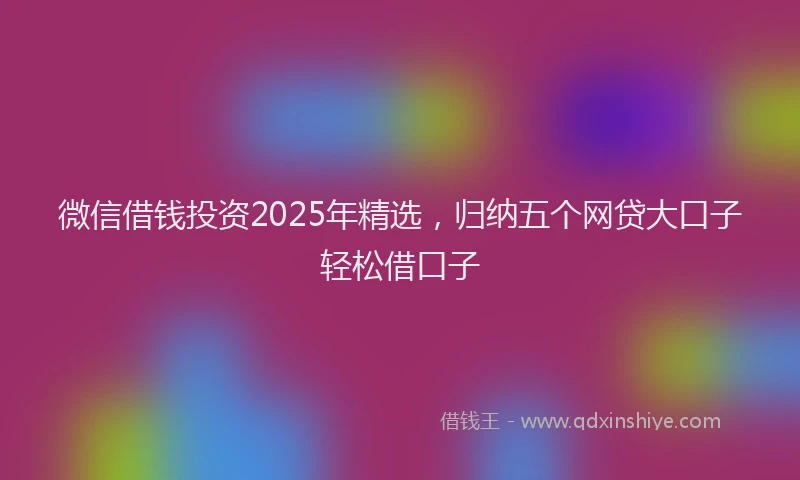微信借钱投资2025年精选，归纳五个网贷大口子轻松借口子
