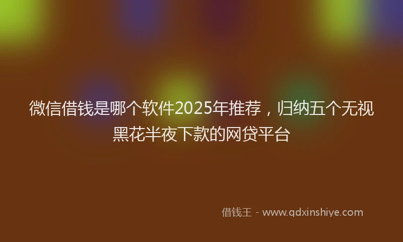 微信借钱是哪个软件2025年推荐，归纳五个无视黑花半夜下款的网贷平台