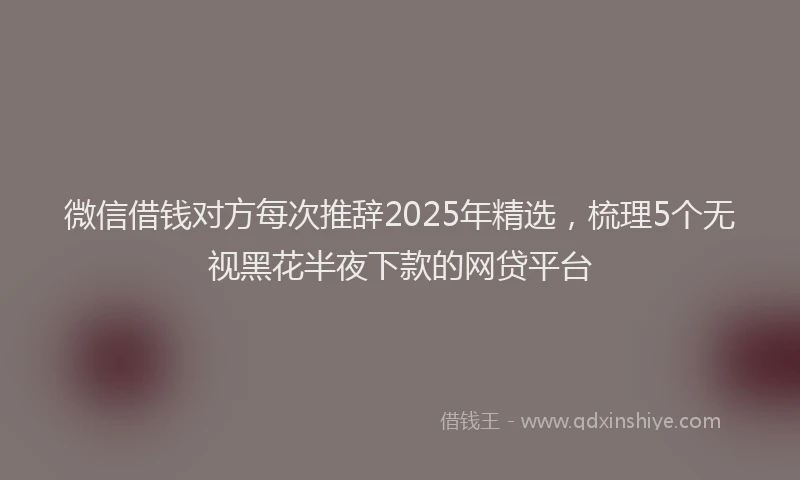 微信借钱对方每次推辞2025年精选，梳理5个无视黑花半夜下款的网贷平台
