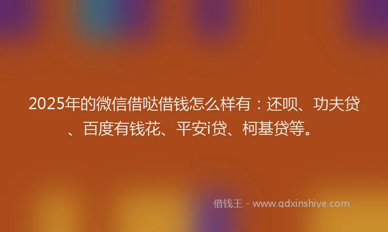 2025年的微信借哒借钱怎么样有：还呗、功夫贷、百度有钱花、平安i贷、柯基贷等。