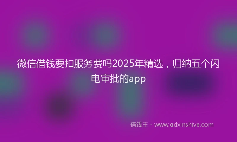微信借钱要扣服务费吗2025年精选，归纳五个闪电审批的app