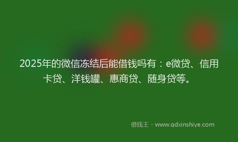 2025年的微信冻结后能借钱吗有:e微贷、信用卡贷、洋钱罐、惠商贷、随身贷等。
