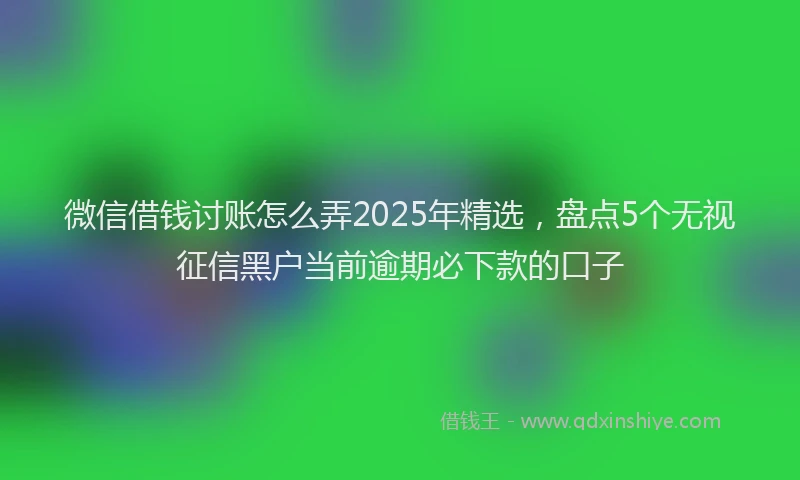 微信借钱讨账怎么弄2025年精选，盘点5个无视征信黑户当前逾期必下款的口子