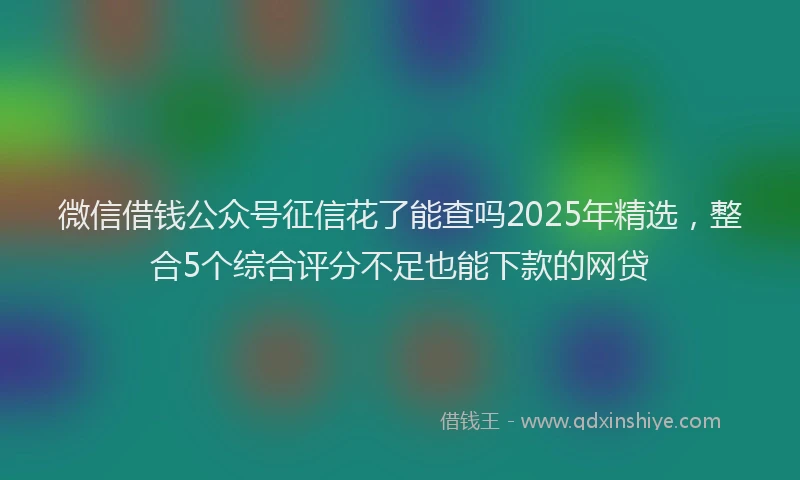 微信借钱公众号征信花了能查吗2025年精选，整合5个综合评分不足也能下款的网贷