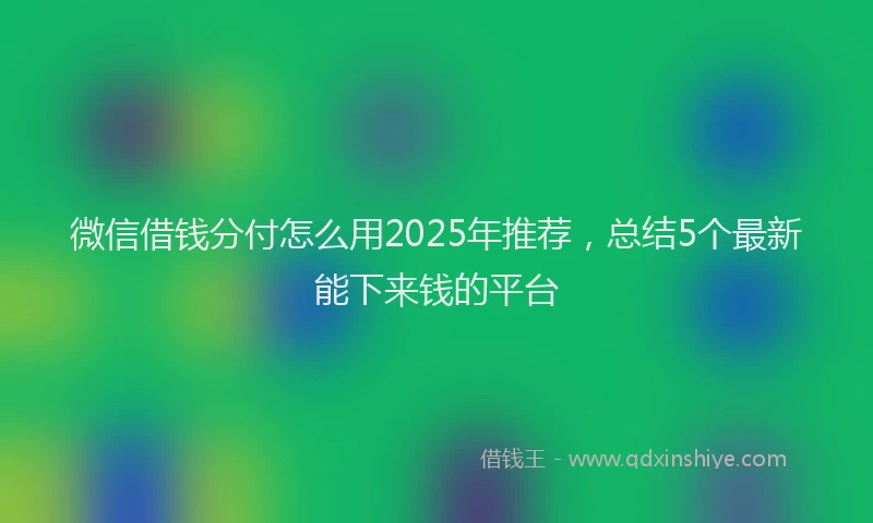 微信借钱分付怎么用2025年推荐，总结5个最新能下来钱的平台