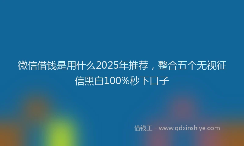 微信借钱是用什么2025年推荐，整合五个无视征信黑白100%秒下口子