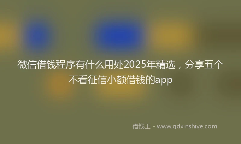 微信借钱程序有什么用处2025年精选，分享五个不看征信小额借钱的app