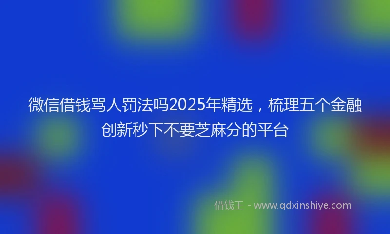 微信借钱骂人罚法吗2025年精选，梳理五个金融创新秒下不要芝麻分的平台