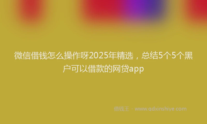 微信借钱怎么操作呀2025年精选，总结5个5个黑户可以借款的网贷app