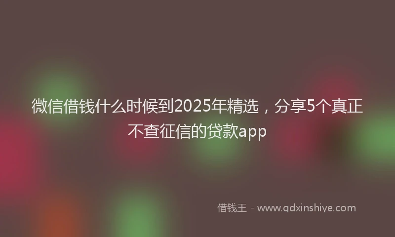 微信借钱什么时候到2025年精选，分享5个真正不查征信的贷款app