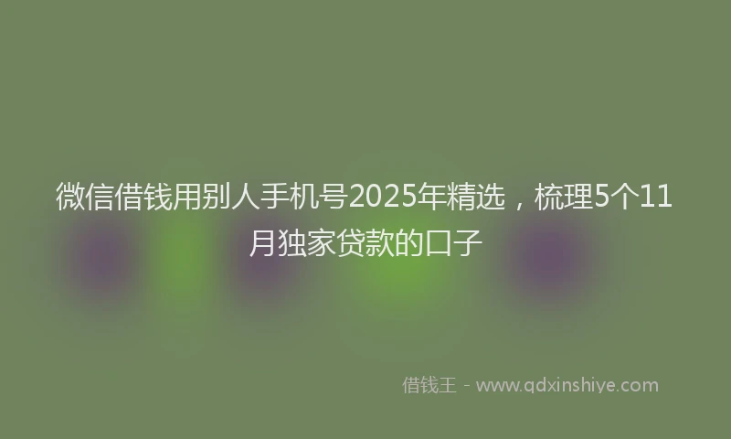 微信借钱用别人手机号2025年精选，梳理5个11月独家贷款的口子