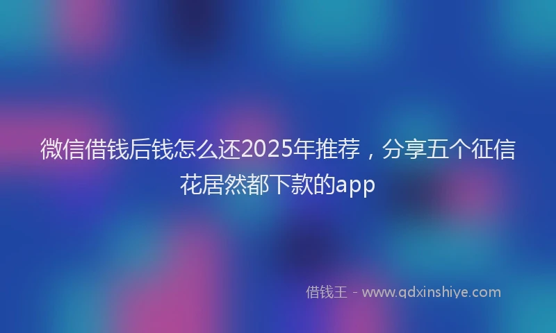 微信借钱后钱怎么还2025年推荐，分享五个征信花居然都下款的app