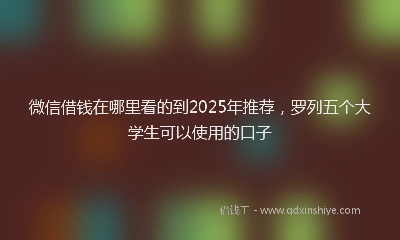 微信借钱在哪里看的到2025年推荐，罗列五个大学生可以使用的口子