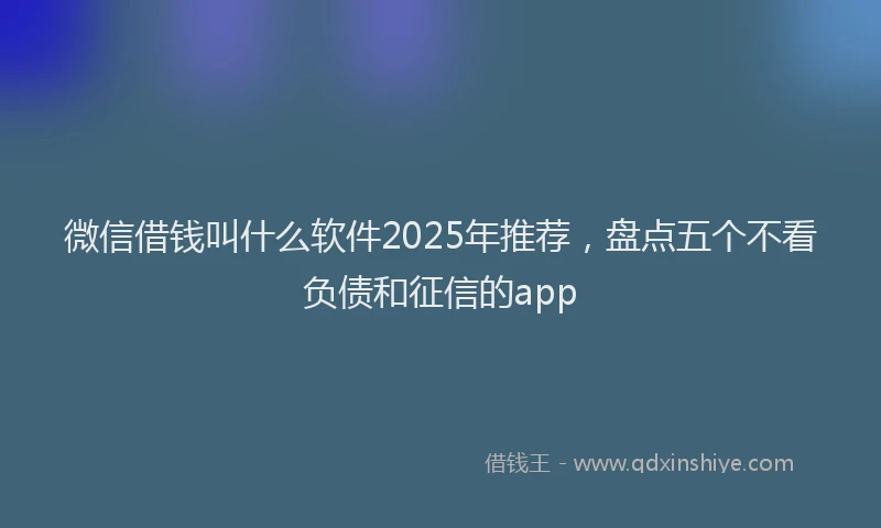 微信借钱叫什么软件2025年推荐，盘点五个不看负债和征信的app