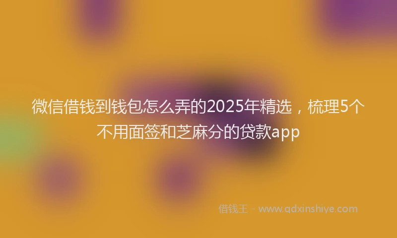 微信借钱到钱包怎么弄的2025年精选，梳理5个不用面签和芝麻分的贷款app