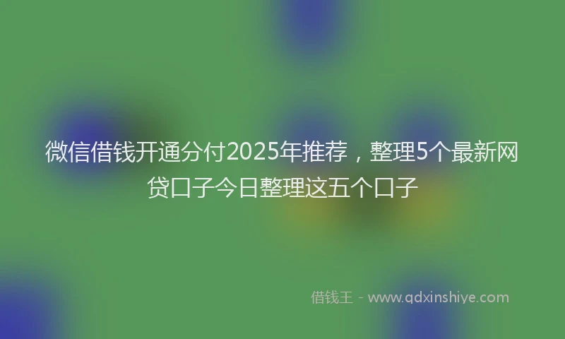 微信借钱开通分付2025年推荐，整理5个最新网贷口子今日整理这五个口子
