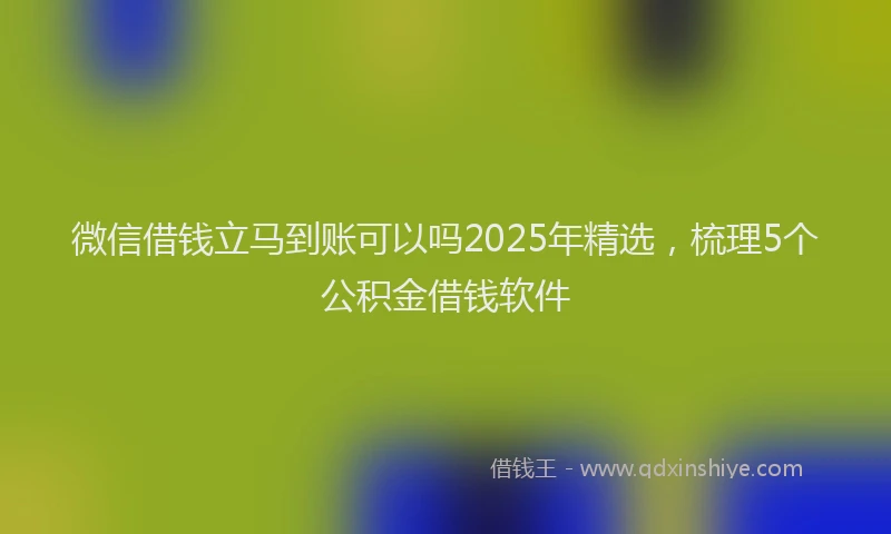 微信借钱立马到账可以吗2025年精选，梳理5个公积金借钱软件