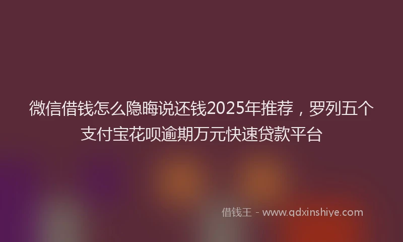 微信借钱怎么隐晦说还钱2025年推荐，罗列五个支付宝花呗逾期万元快速贷款平台