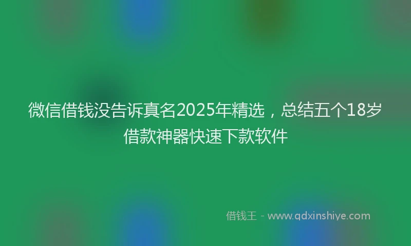 微信借钱没告诉真名2025年精选，总结五个18岁借款神器快速下款软件