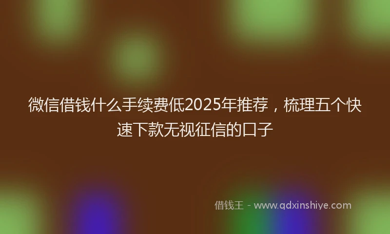 微信借钱什么手续费低2025年推荐，梳理五个快速下款无视征信的口子