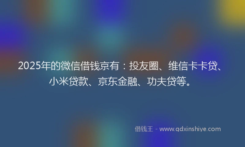 2025年的微信借钱京有：投友圈、维信卡卡贷、小米贷款、京东金融、功夫贷等。