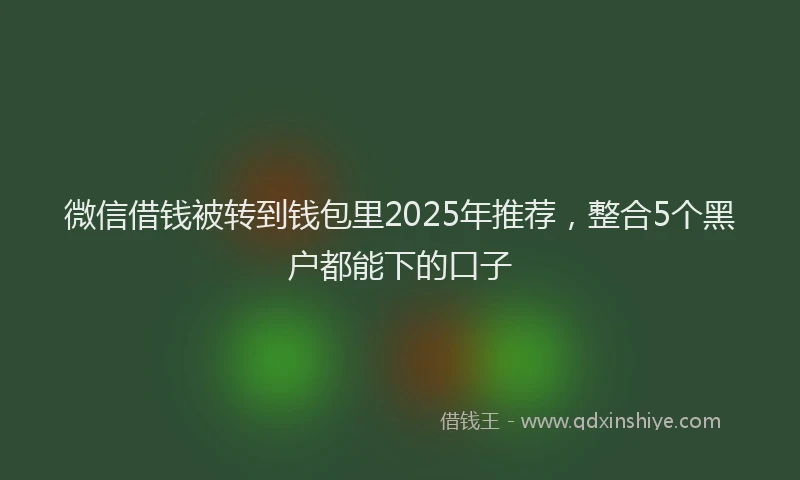 微信借钱被转到钱包里2025年推荐，整合5个黑户都能下的口子
