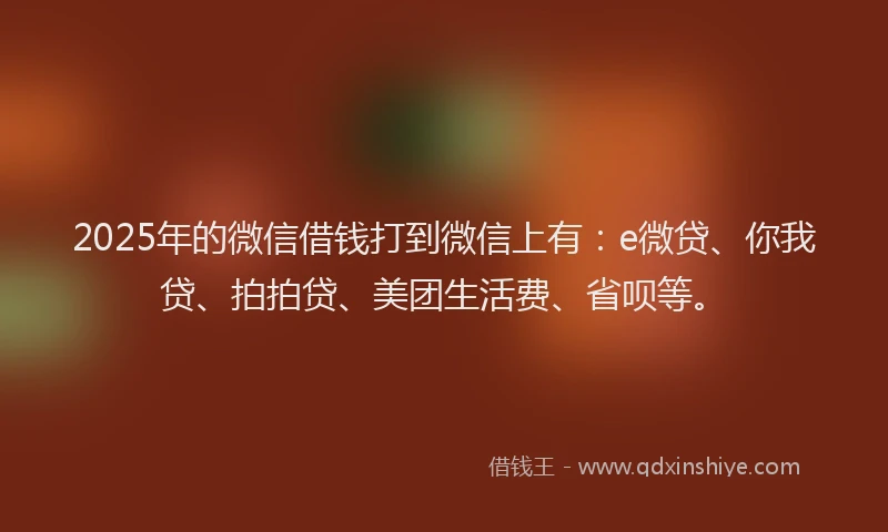 2025年的微信借钱打到微信上有：e微贷、你我贷、拍拍贷、美团生活费、省呗等。