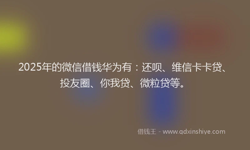 2025年的微信借钱华为有：还呗、维信卡卡贷、投友圈、你我贷、微粒贷等。