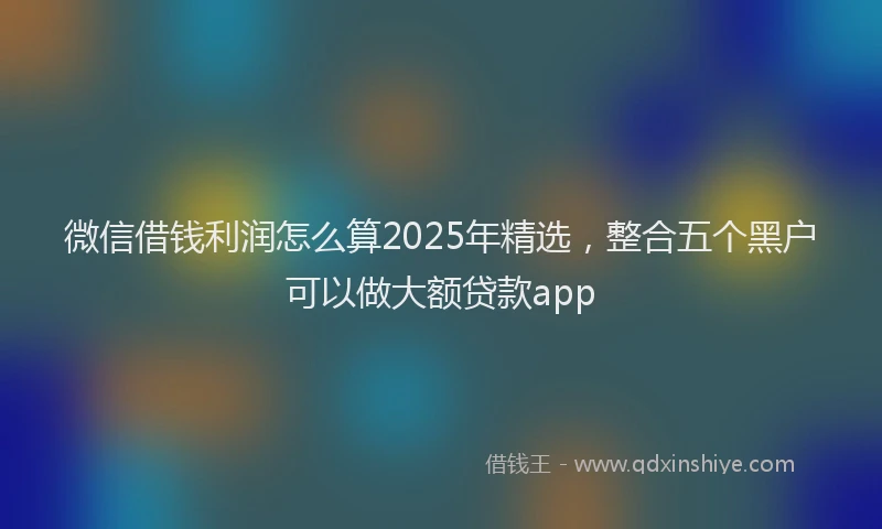 微信借钱利润怎么算2025年精选，整合五个黑户可以做大额贷款app