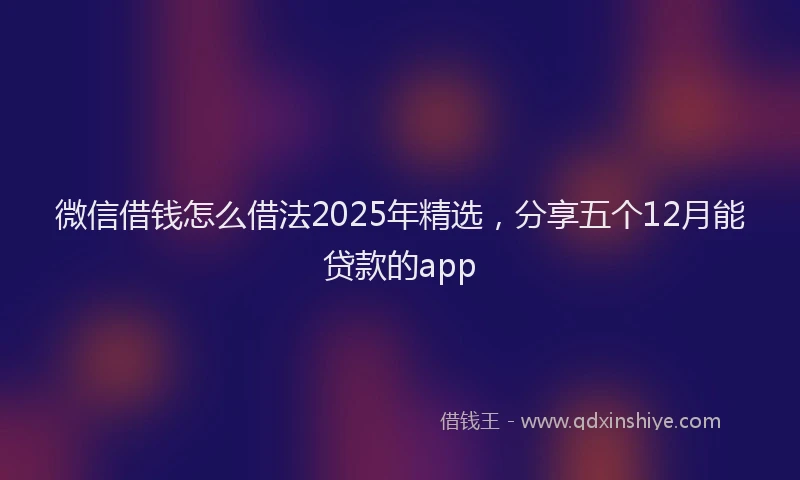 微信借钱怎么借法2025年精选，分享五个12月能贷款的app