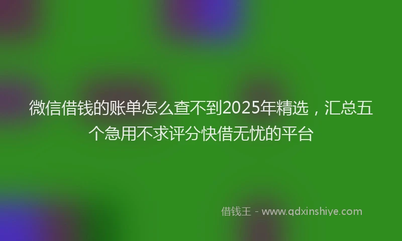 微信借钱的账单怎么查不到2025年精选，汇总五个急用不求评分快借无忧的平台
