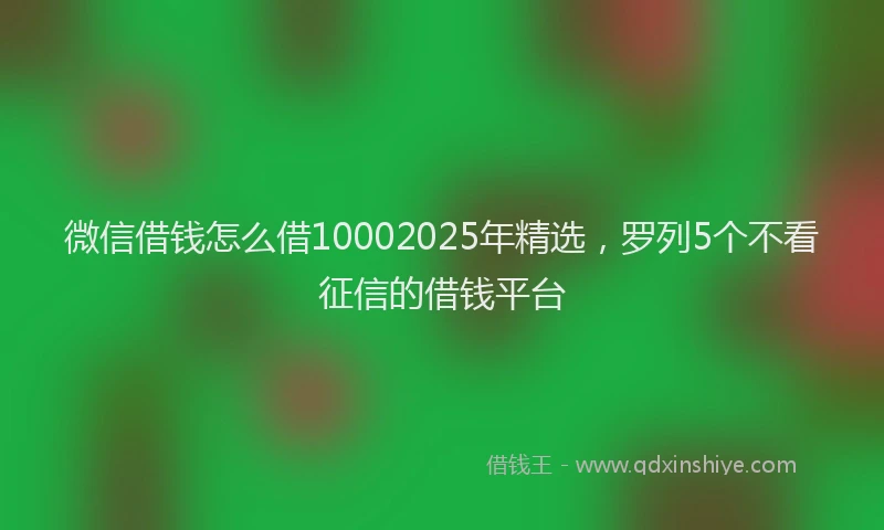 微信借钱怎么借10002025年精选，罗列5个不看征信的借钱平台