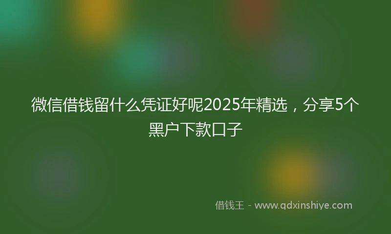 微信借钱留什么凭证好呢2025年精选，分享5个黑户下款口子