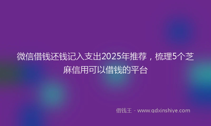 微信借钱还钱记入支出2025年推荐，梳理5个芝麻信用可以借钱的平台