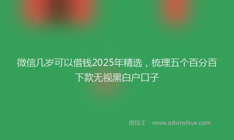 微信几岁可以借钱2025年精选，梳理五个百分百下款无视黑白户口子