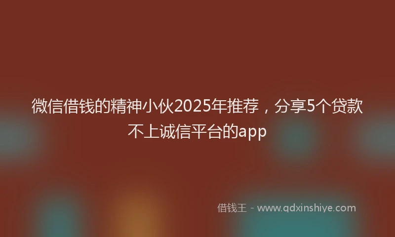 微信借钱的精神小伙2025年推荐，分享5个贷款不上诚信平台的app
