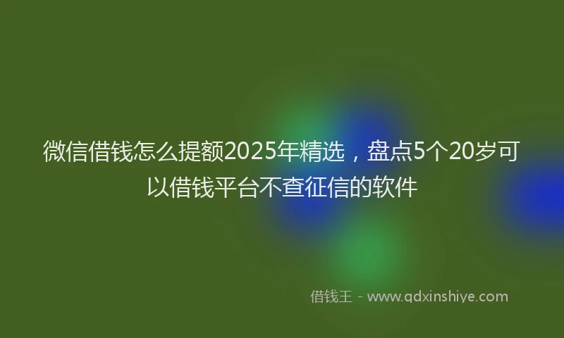 微信借钱怎么提额2025年精选，盘点5个20岁可以借钱平台不查征信的软件