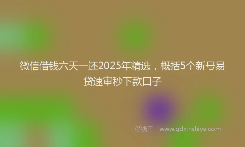 微信借钱六天一还2025年精选，概括5个新号易贷速审秒下款口子
