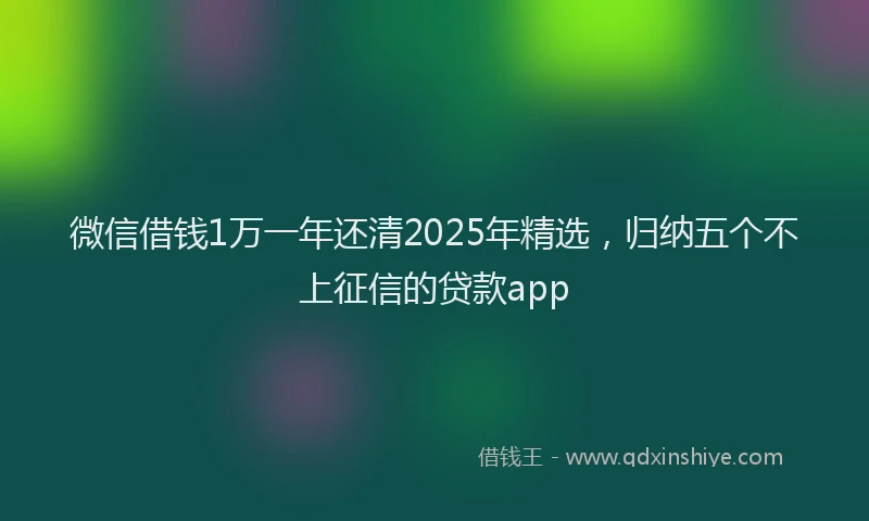 微信借钱1万一年还清2025年精选，归纳五个不上征信的贷款app
